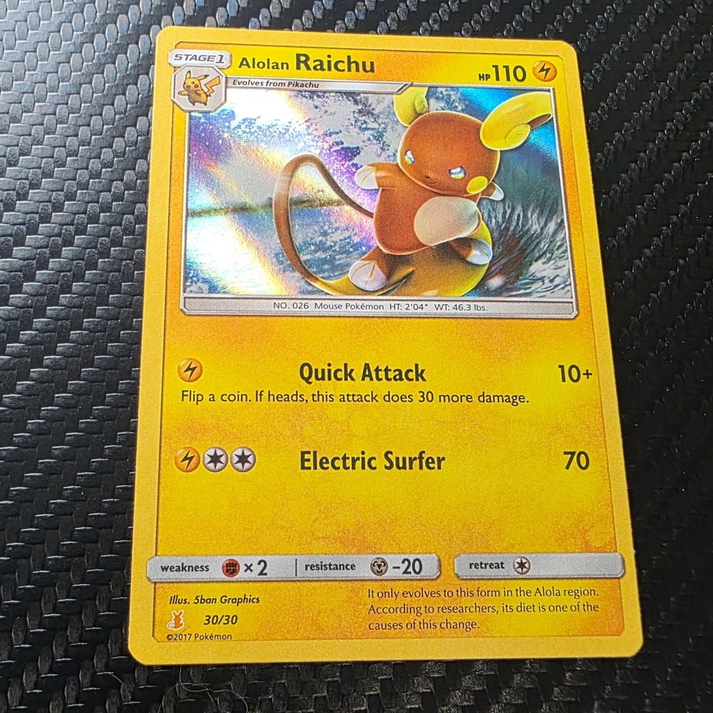 Pokemon Alolan Raichu 30/30 SMK1 Sun & Moon Trainer Kit Promo Holo NM - Picture 2 of 4